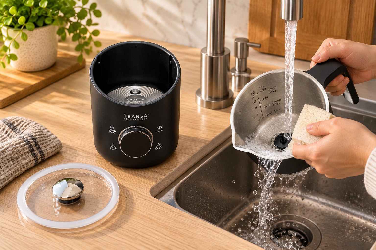 Mleczna pianka ze spieniacza MilkyJug Black Transa Electronics